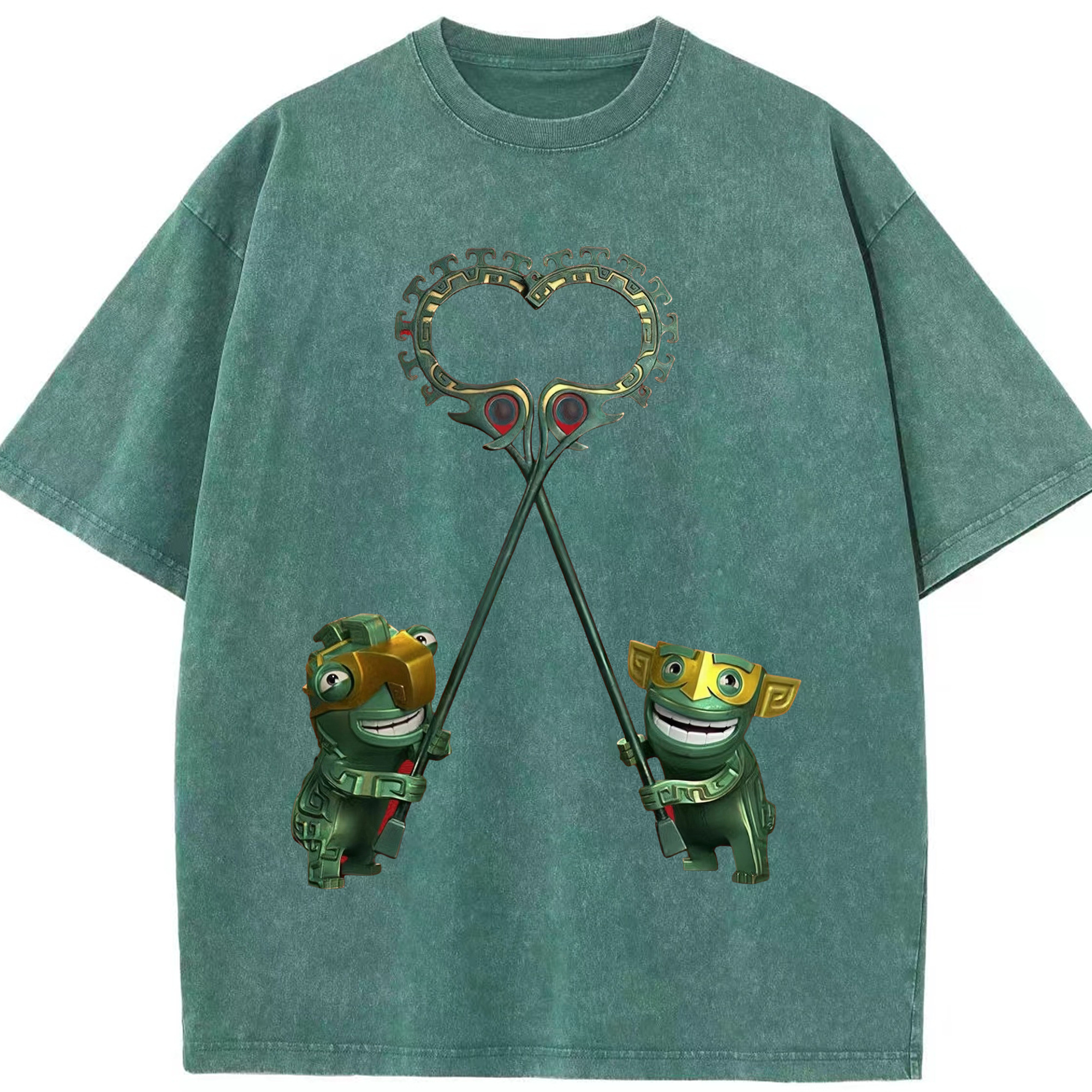 （画像用） Ne Zha 2 ナタ 魔童の大暴れ 綿100% ヴィンテージ風 半袖Tシャツ（フロントプリント）